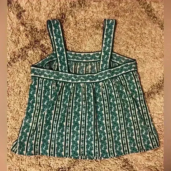 Chelsea &  Violet Green & White Stripped Floral Sleeveless Halter Blouse size L - Picture 7 of 7